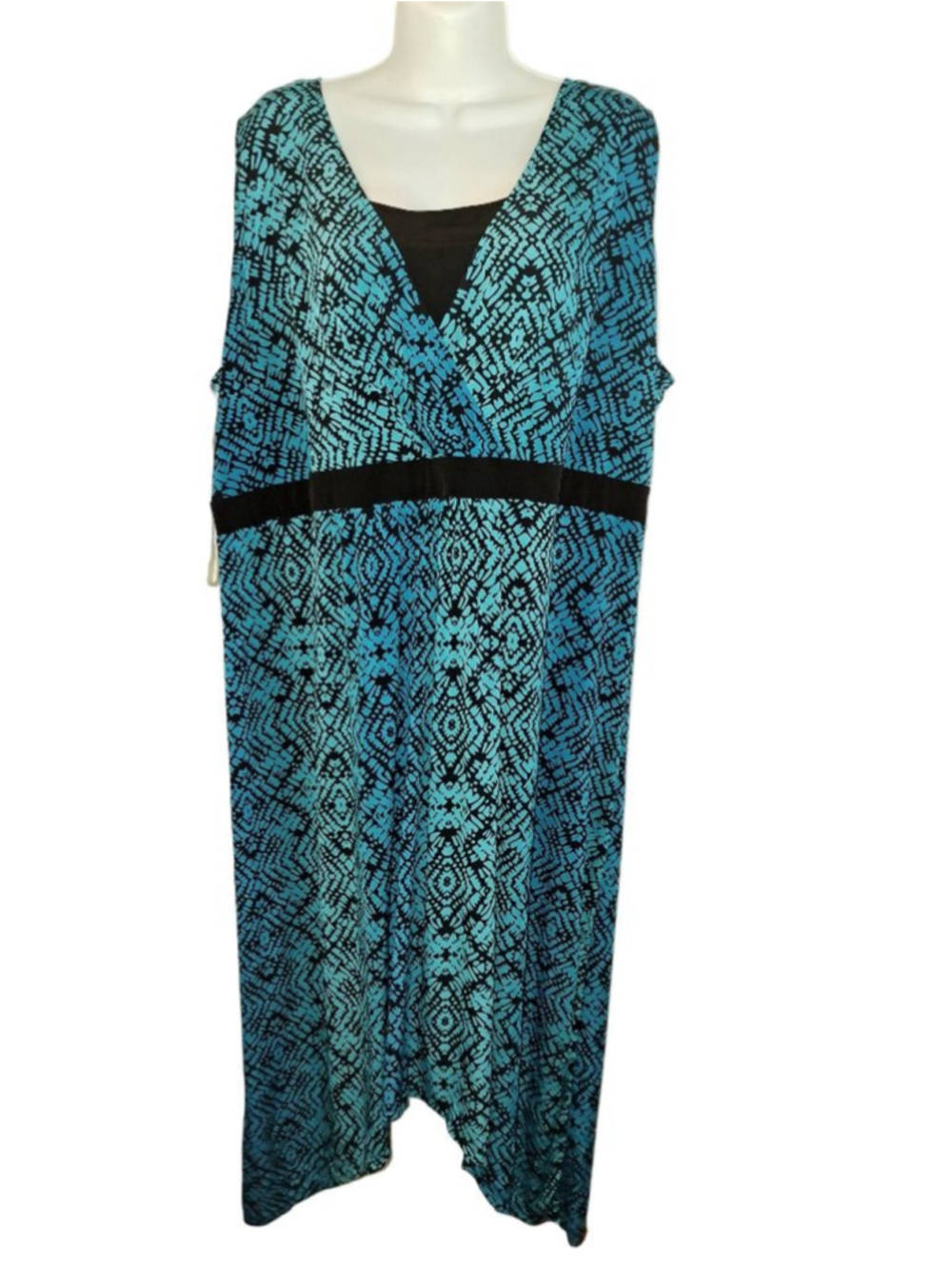 Catherines Plus Size 3X Blue Black Sleeveless maxi evening church Dress